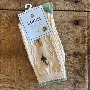 Cream floral socks